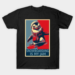 Snowboarding Is My Jam Funny Penguin Snowboarding T-Shirt